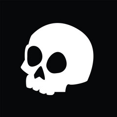 black & white cartoon skull icon vector