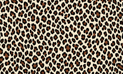 Leopard fur, animal skin texture background. Leopard skin pattern, animal fur seamless design. Leopard skin pattern, wild animal leather seamless design. Vector illustration.