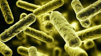 Microscopic Bacteria Colony  Rod Shaped Microbes  Close Up