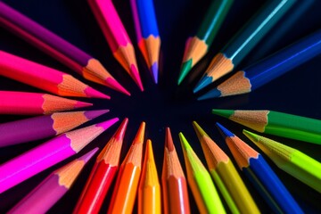 Naklejka premium Colorful Crayon Arrangement, Vivid Colors