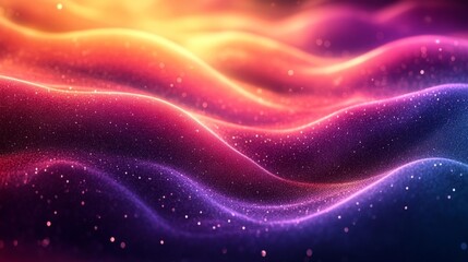 Abstract purple and orange waves with sparkling details. Generative AI