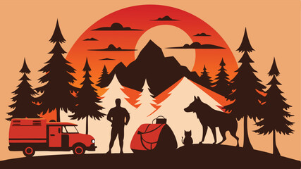 Tropical Sunset Silhouettes with Palm Trees and Birds on Transparent Background