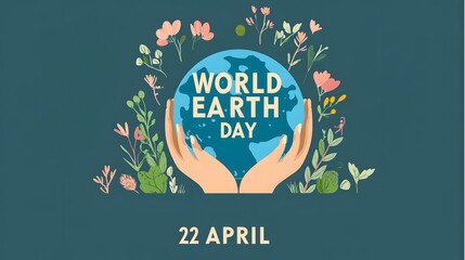 World Earth Day on April 22nd with Hands Gently Cupping a Glowing Earth Surrounded by Natural Elements like Leaves Flowers