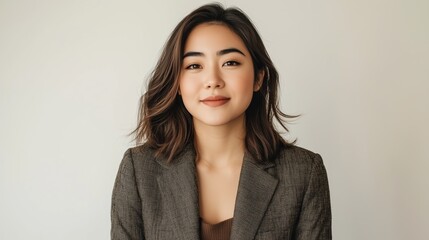 Obraz premium Portrait of a Confident Young Woman in Elegant Business Attire While Smiling Calmly