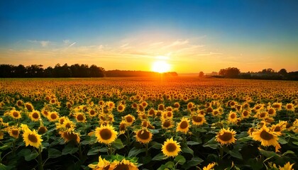 Fototapeta premium sunflower field at dawn 