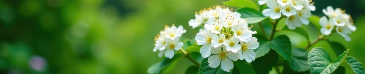 Fototapeta premium White flowers on shrub Lantana canescens in garden, nature, shrub, flowers