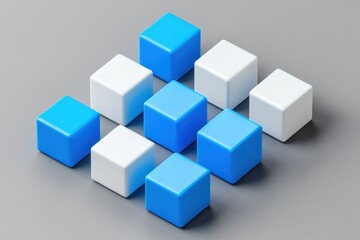 Obraz premium Abstract blue and white cubes pattern.