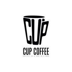 Cup Coffee Typography logo Vector
