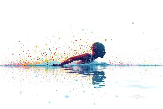Silhouette of a floating man. Abstract color illustration.