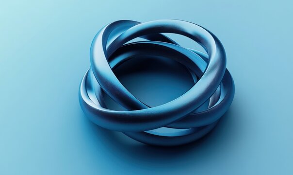 Abstract blue intertwined rings on blue background.