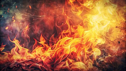 Fototapeta premium Retro fire: a vintage-styled wallpaper featuring textured burning embers, perfect for a nostalgic feel.