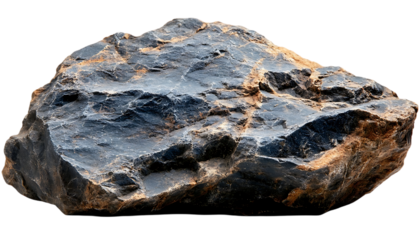 Dark rock specimen, isolated. Use for geology educational resources