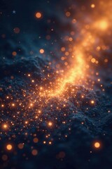 Obraz premium Shimmering gold dots oscillate on starry canvas, ethereal, shimmering, luminescent
