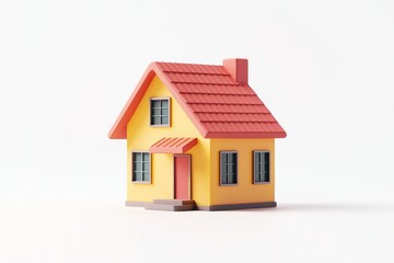 3D real estate mortgage symbol, bold design on a white background.
