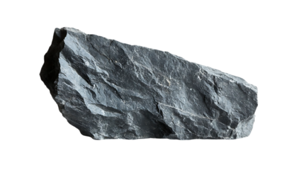Dark gray rock slab isolated on black background. Useful for geology, education or natural resources content