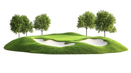 High-quality golf course isolated on white background. Perfect for sport, leisure, and equipment themes. Ideal for ads, websites, and editorial use