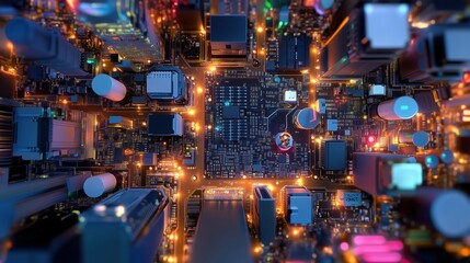 Close-Up of a Microprocessor Cityscape Highlighting Tech Design