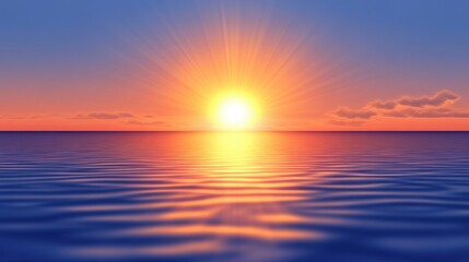 Obraz premium A breathtaking sunset reflecting golden light across the gentle ripples of an endless ocean.