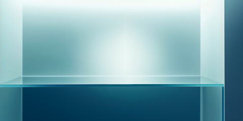 Naklejka premium glass display space, abstract blue background with empty space, wallpaper,3d render, modern white room gallery,cosmetic and skincare, medical, science