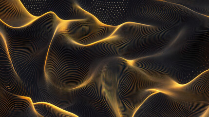 Golden Wave Pattern: Dynamic Lines on Black Background