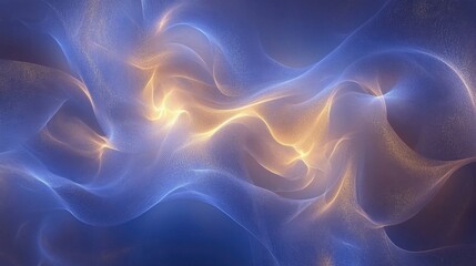 Fototapeta premium A dynamic blend of blue and purple waves with soft golden highlights, forming a futuristic abstract background.