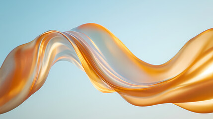 Abstract Fluid Shapes: Elegant Orange Form on Soft Blue Background