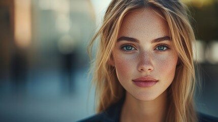 Empowered Female in a Modern Workforce Environment with Realistic Features and Natural Beauty