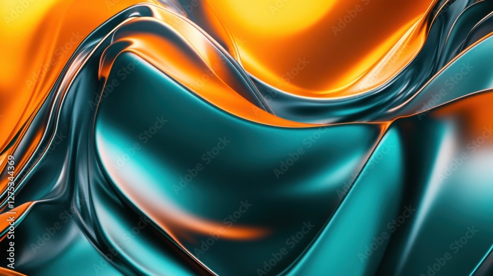Poster a futuristic digital background featuring a glowing teal and orange color scheme with complex fracta