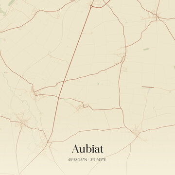 Vintage map of Aubiat, France.