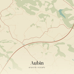 Fototapeta premium Vintage map of Aubin, France.