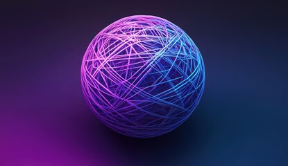 Abstract glowing sphere of tangled lines.