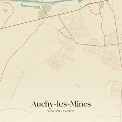 Obraz premium Vintage map of Auchy-les-Mines, France.
