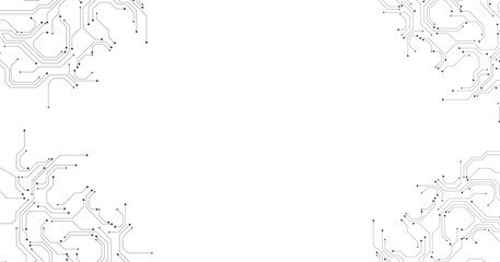 Technology black circuit diagram on white background.High tech circuit board connection system.