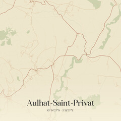 Obraz premium Vintage map of Aulhat-Saint-Privat, France.