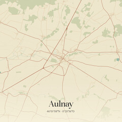 Fototapeta premium Vintage map of Aulnay, France.