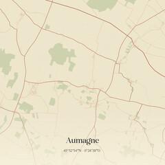 Obraz premium Vintage map of Aumagne, France.