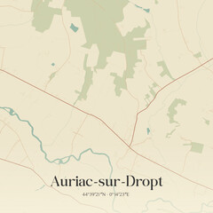 Fototapeta premium Vintage map of Auriac-sur-Dropt, France.