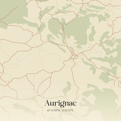 Fototapeta premium Vintage map of Aurignac, France.