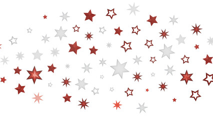 A abstract image with red and white stars on a black background. The image creates a festive and celebratory mood, with the stars sparkling and twinkling.
