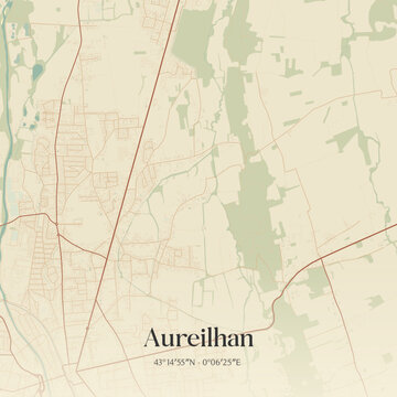 Vintage map of Aureilhan, France.
