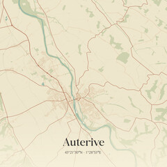 Vintage map of Auterive, France. © Rezona