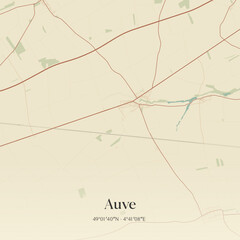 Vintage map of Auve, France.