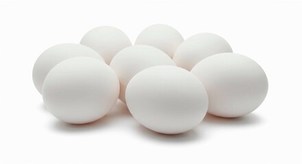 The classic shape and bright white color of these eggs are highlighted in this simple and isolated presentation