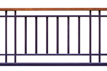 Black iron and wood fence isolated on  background