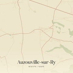 Obraz premium Vintage map of Auzouville-sur-Ry, France.