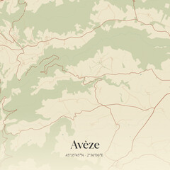 Fototapeta premium Vintage map of Avèze, France.