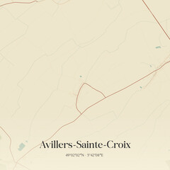 Fototapeta premium Vintage map of Avillers-Sainte-Croix, France.