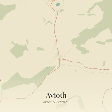 Vintage map of Avioth, France.