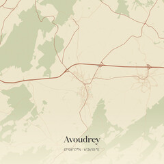 Obraz premium Vintage map of Avoudrey, France.