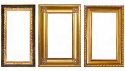 Vertical Golden Frame Cut Out Vibrant Gold Glamour for Artistic or Decorative Designs, Radiant Pureness in a Clean Silhouette